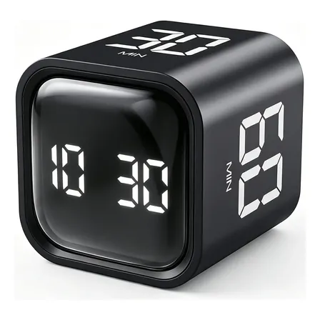 Temporizador Pomodoro Digital Cubo Sensor Gravidade Preto Cronômetro