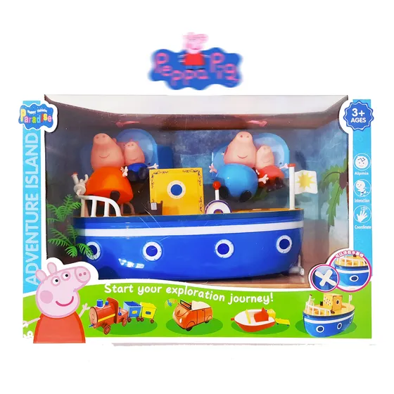 Peppa Pig Hermoso Set Barco Del Abuelo Y Muñecos