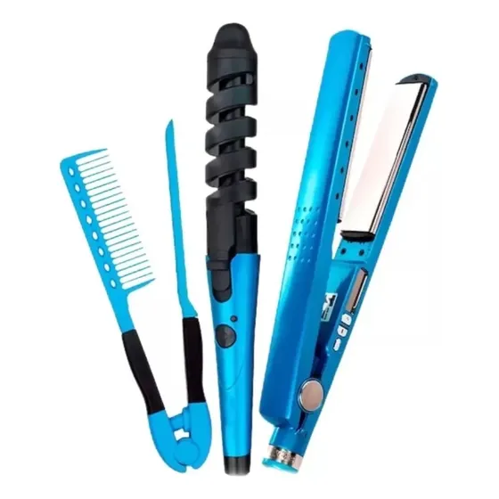 Combo Plancha 3 En 1 + Rizadora Más Peine