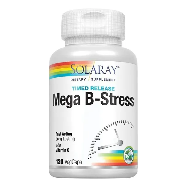 Mega Vitamina B-stress Solaray 120 Capsulas Vegetales Sabor Neutro