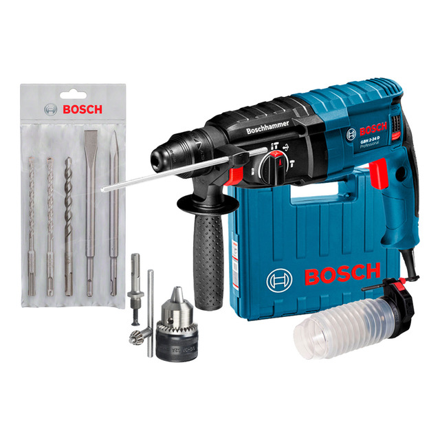 Martelete Combinado Rompedor Gbh 224d 820w Bosch Kit Brocas Martelete Combinado Rompedor Gbh 224d 820w Bosch Kit Brocas