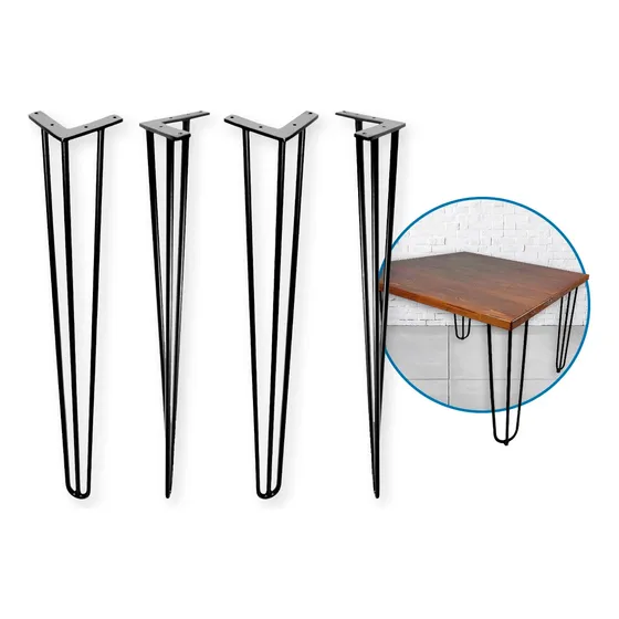 4 Pé De Ferro Para Mesa 80cm Industrial Reforçados Preto 