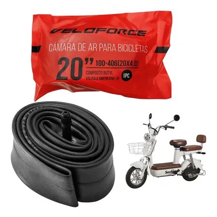 Câmara De Ar Fat Bike Elétrica Chopper 20x4.0 Aro 20 Schrader Preto