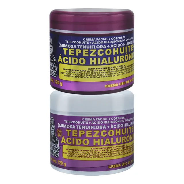Combo Crema Tepezcohuite Y Ácido Hialurónico Día Y Noche