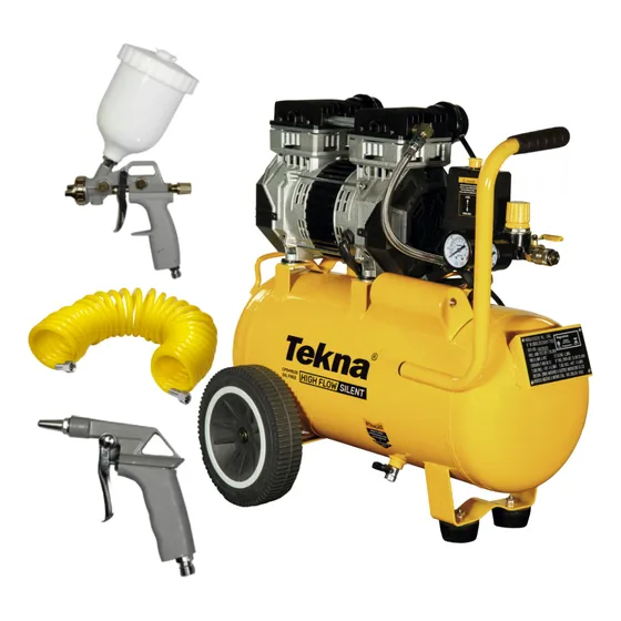 Compressor de Ar 2,5hp 24l Cpsh9025 Silencioso Alto fluxo e Kit Pintura Tekna 220v
