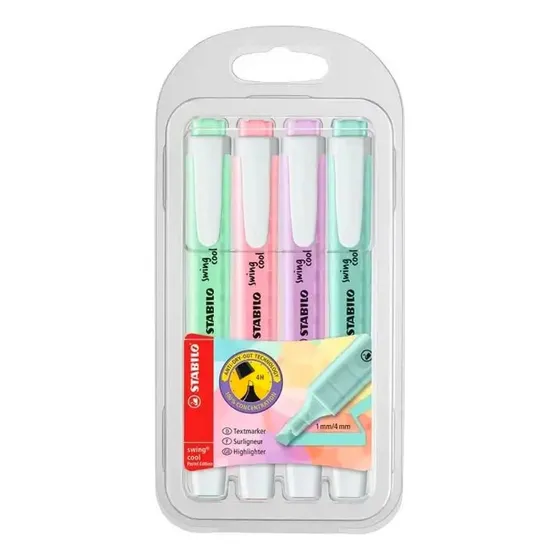Set De 4 Destacadores Stabilo Swing Cool Pastel