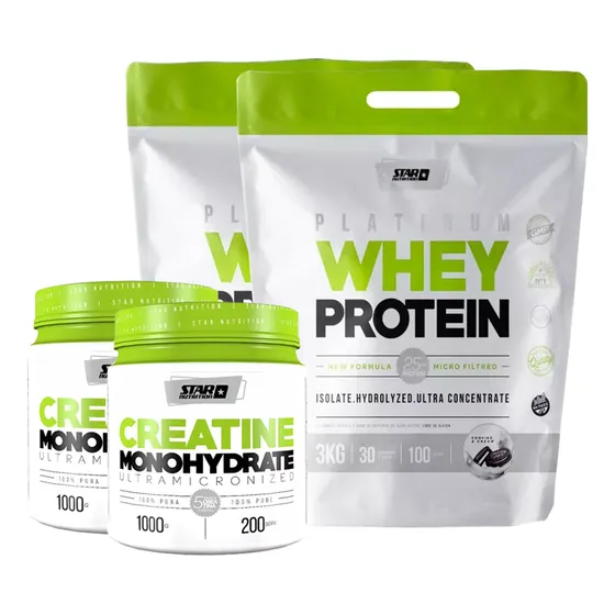 Star Nutrition Whey Protein 2 Un X3kg + Creatina 2 Un X1kg