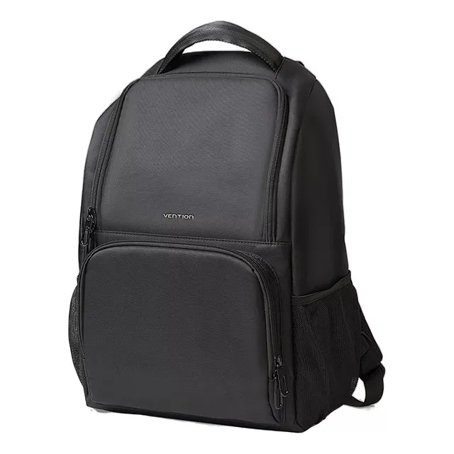Mochila Vention KRLB0 porta notebook 15.6 reforzada resistente agua Ipx4 negro lisa 27 litros