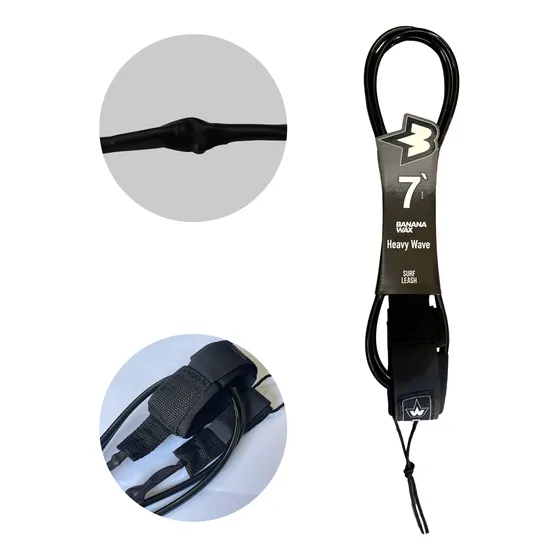 Leash Strep Cordinha Big Wave 7' 7mm Preto Banana Wax