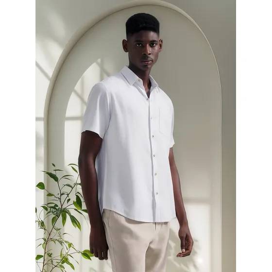 Camisa Básica Masculina Em Tecido Linho Hering