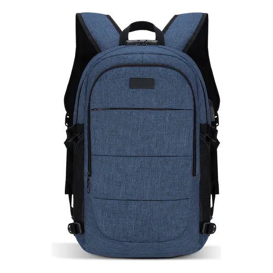 Mochila Antirrobo Mochila Impermeable Para Portátil De 15,6 Pulgadas Con Bloqueo Y Carga Usb Color Azul