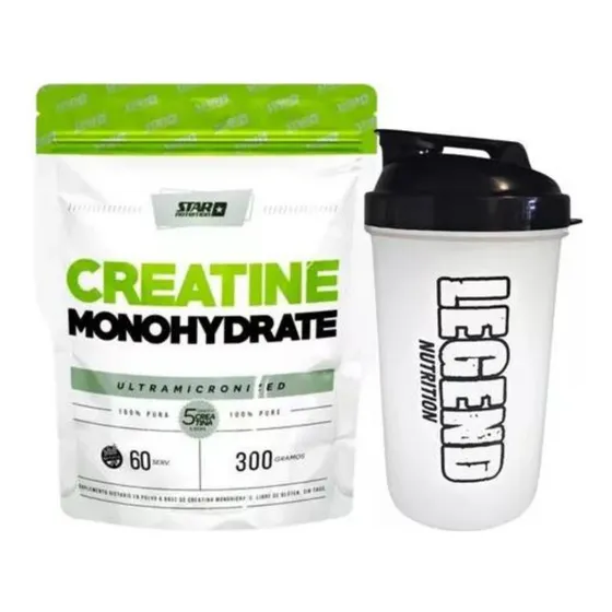 Creatina Monohidratada Star Nutrition 300 Gr Doypack Vaso Legend 600ml