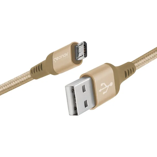 Cabo Micro Usb Nylon Trançado Reforçado 1m Golden Geonav