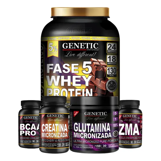 Anabol 5 Masa Muscular Whey Bcaa Creatina Glutamina Genetic