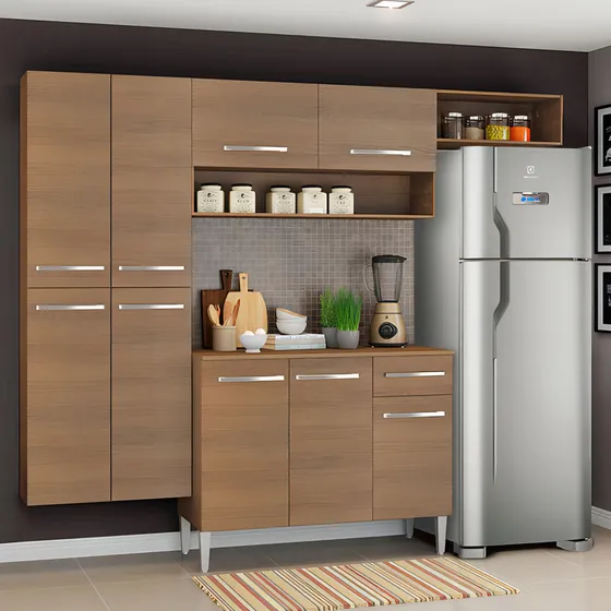 Cocina Integral Completa Modular Madesa Emilly Fit 229cm Color Marrón 02