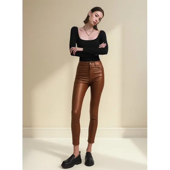 Pantalón Engomado Infoestilos Mujer Tiro Alto Skinny