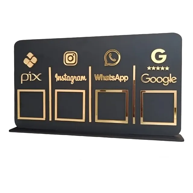 Placa Pix Para Pagamento Com 4 Qr Code Display De Mesa 