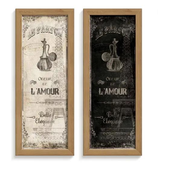 Kit 2 Quadros Banheiro Lavabo Paris Perfume Torre Eiffel