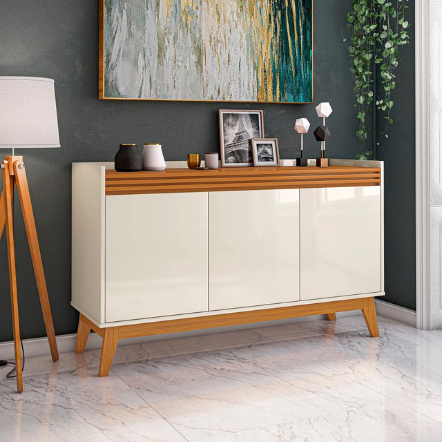 Buffet Aparador 3 Portas Ripado Com Pés De Mdf Astúrias Buffet Aparador 3 Portas Ripado Com Pés De Mdf Astúrias