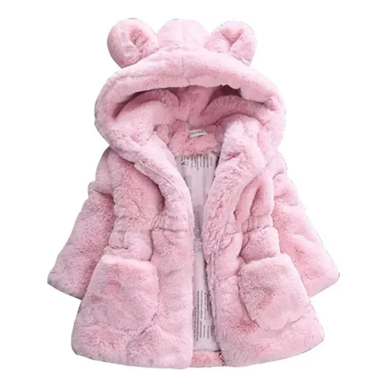Casaco De Lã Grosso De Pelúcia De Inverno Para Menina