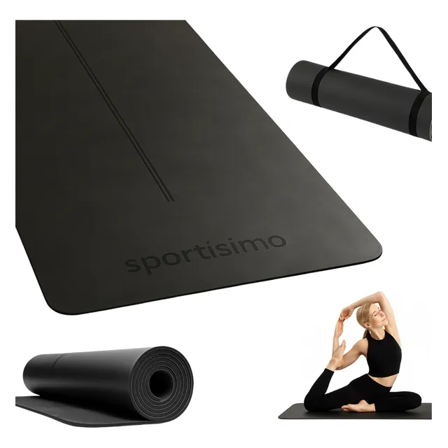 Tapete Profesional Sportisimo Yoga Alta Densidad 5mm Caucho Negro