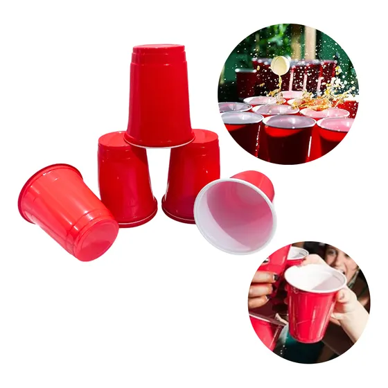 50 Copo Americano Red Vermelho 500ml Beer Pong Descartável