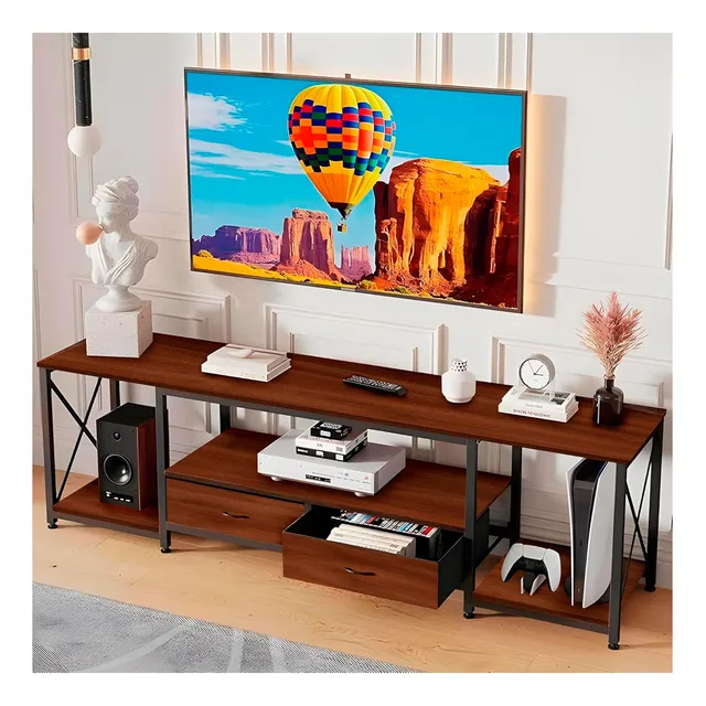 Soporte Para Tv Con Cajones Y Estantes Abiertos Industrial