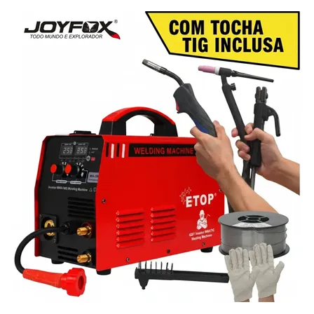 Máquina De Solda Multiprocesso Joyfox 250a, Com Mig, Tig E Mma Inverter Vermelho 220v
