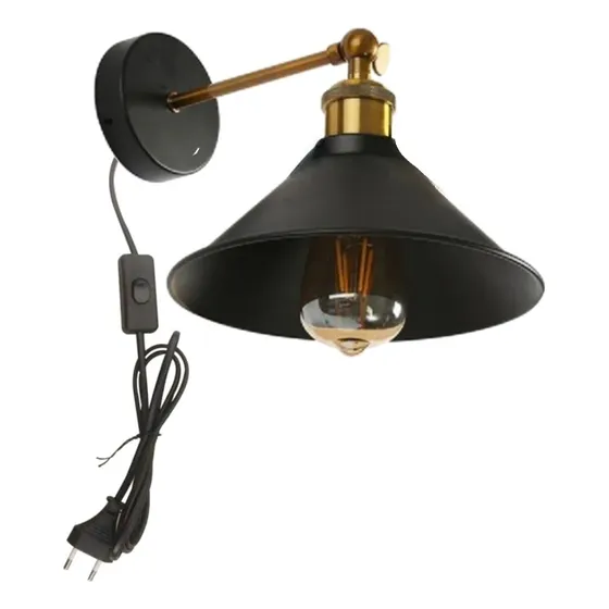 Lampara Muro Retro Enchufe Interruptor E27 Lampara Pared 