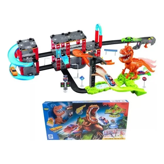 Pista Infantil Dinosaur  Dino Come Auto + Sonidos+ 10 Carros