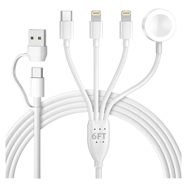 Cable De Carga Múltiple Para AirPods Y iPhone 15, 14, 13, 12 Carga Inalámbrica Para Aple Watch Carga Para Tipo C/ Android Samsung Xiaomi