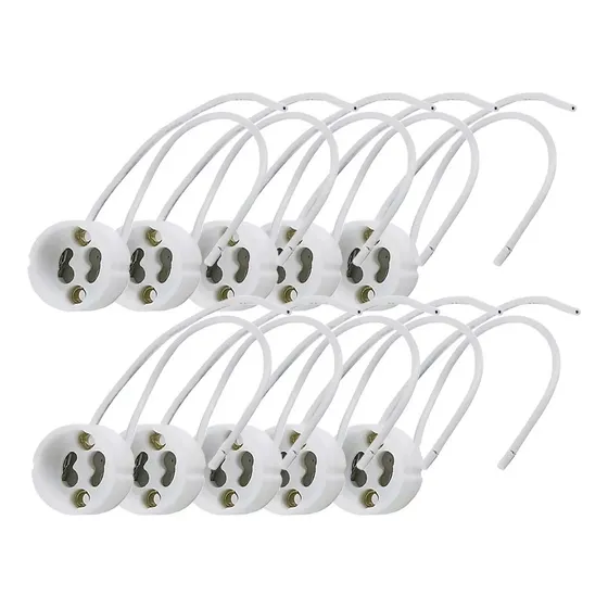 Kit 10 Soquete Gu10 Tomadinha Com Rabicho Para Lâmpada Gu10