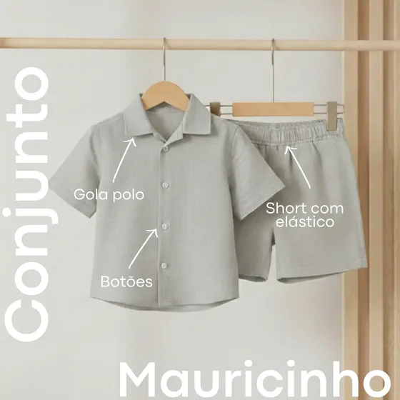 Roupa Infantil Menino Conjunto Mauricinho Linho Camisa Short