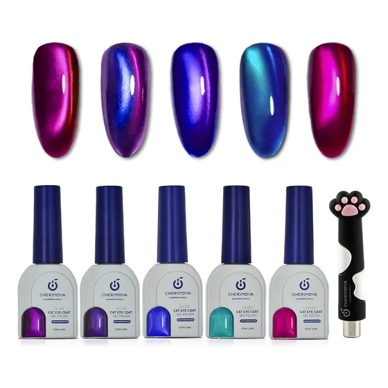 Set De Esmalte De Uñas E Imán Neon Cat Eye 6pcs Cherimoya