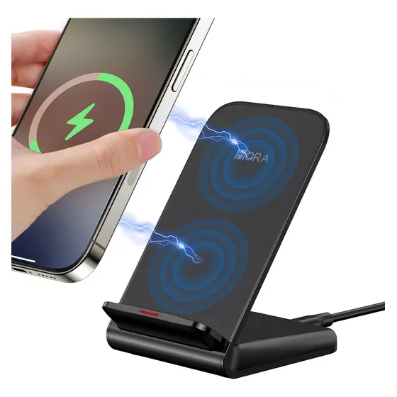 Cargador Inalámbrico Qi Carga Rápida 15w Compatible Para Ip Color Negro