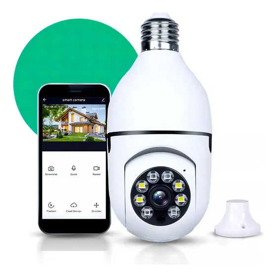Camera Ip Inteligente Lampada Panoramica App Yoosee Wifi Espiã Giratoria 360º Fergusom Branco