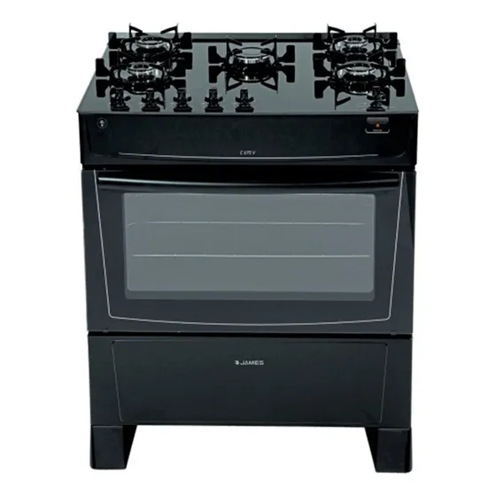 Cocina 5 Hornallas Gas James C695 V Mesa Vidrio La Sensación