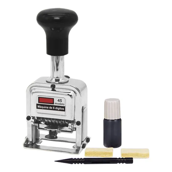 Foliador Automático De 6 Digitos Diseño Metálico 1pza Color De La Tinta Negra