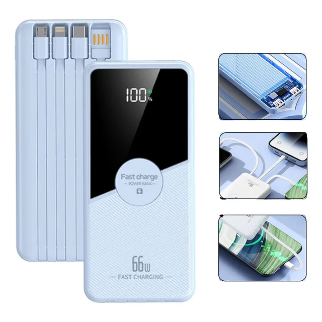 Banco De Potência 20000mah 60w Com Display Digital E 4 Cabos