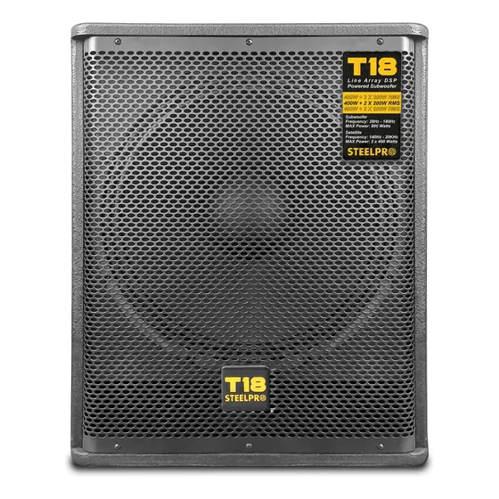 Subwoofer Profesional 3 Vías T18 Steelpro 400W RMS / 800W MAX Color Negro