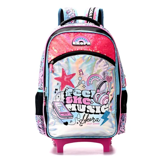 Mochila Escolar 18 , C/carrito Feel The Music Skora - 13579