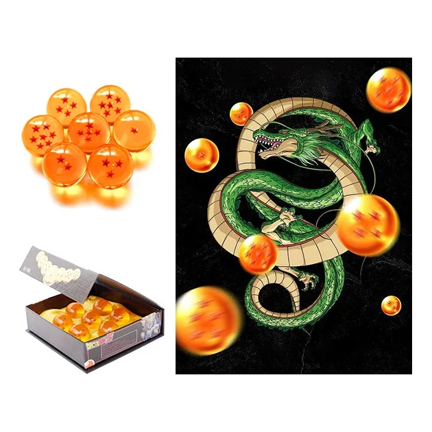 7 Pzs 4cm Esferas De Dragon Ball Goku Con Caja Exhibidora