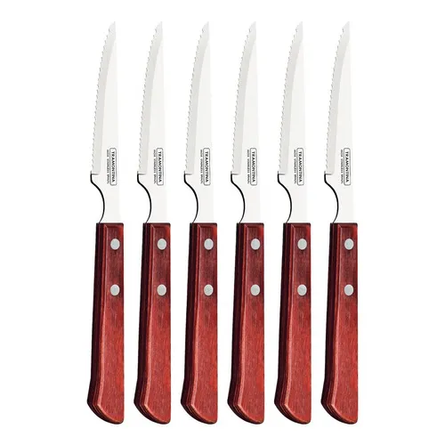 Tramontina Polywood cuchillo churrasco 6 unidades cerezo