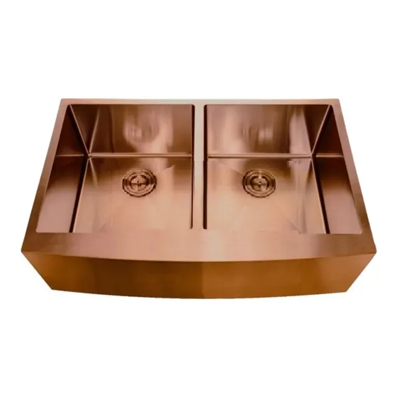 Fregadero Doble Tina Frinox Semi Empotrar Bronce 84 X 53 Cm