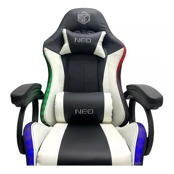 Silla Gamer Ergonimica Luz Rgb Posa Pies Cojín Lumbar Pack 2