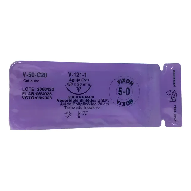 Vicryl 5.0 Curva Cortante V-121-1 Aguja Cortante 20mm 70cm