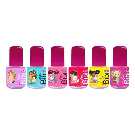 Esmalte Infantil 6 Uni A Base D'água Dona Bibi Kids Meninas