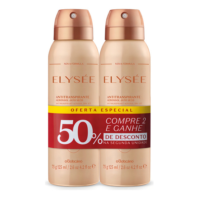 O Boticário Kit Elysée Desodorante Aerossol 2x75g/125ml O Boticário Kit Elysée Desodorante Aerossol 2x75g/125ml