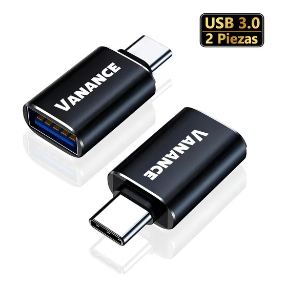 Vanance® 2 Pcs Adaptador Otg Usb Tipo C A Usb 3.0 5gbps Color Negro 2.9cm Para Laptop/Celular/Tablet Y Controladores De Juegos