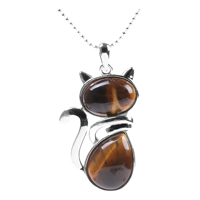 Collar De Ojo De Tigre En Forma De Gato - Energía Protectora